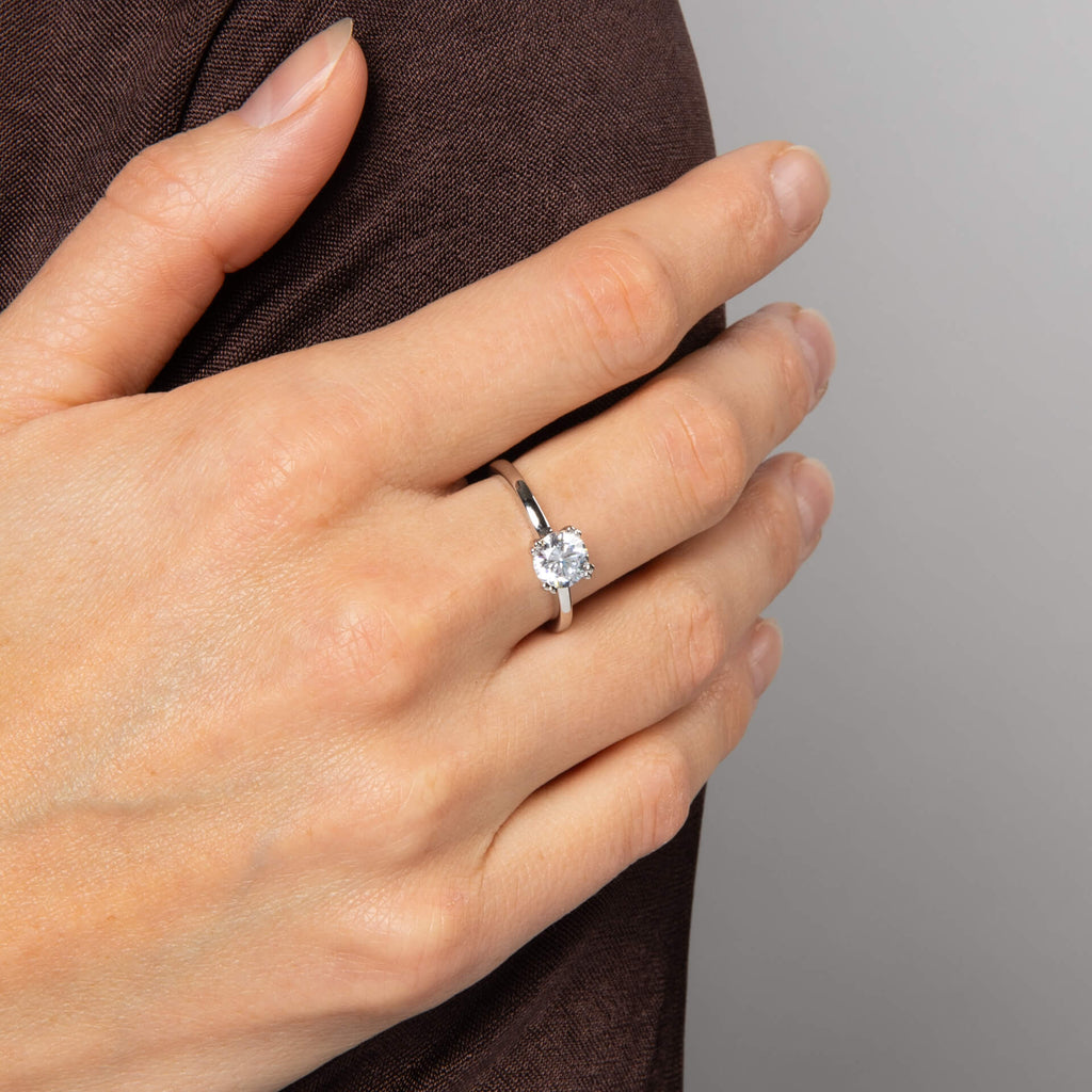 Gecko Jewellery 1ct Diamonfire Zirconia Double Claw Solitaire Ring