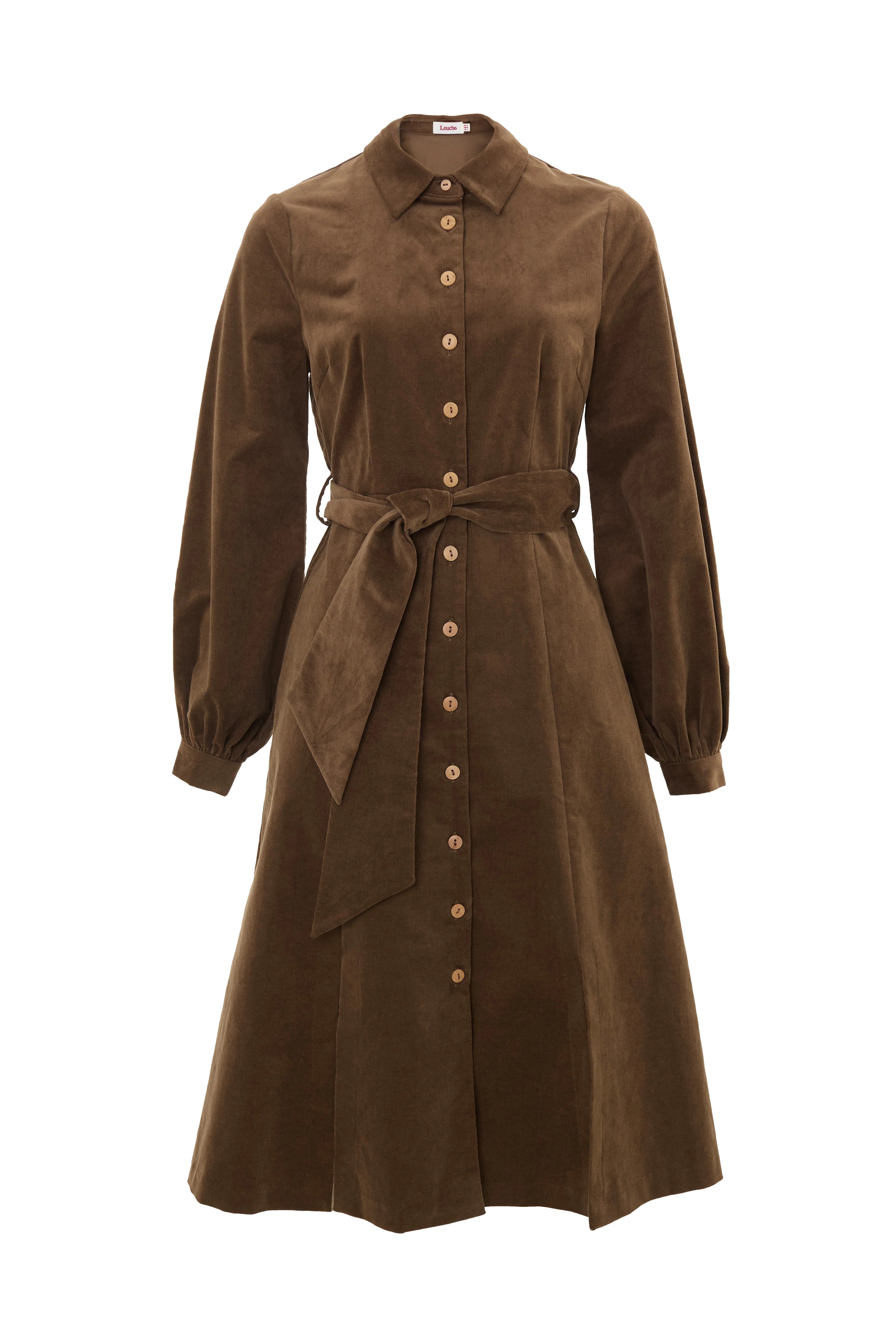 Rebecka Baby Cord Midi Shirt Dress - Mole