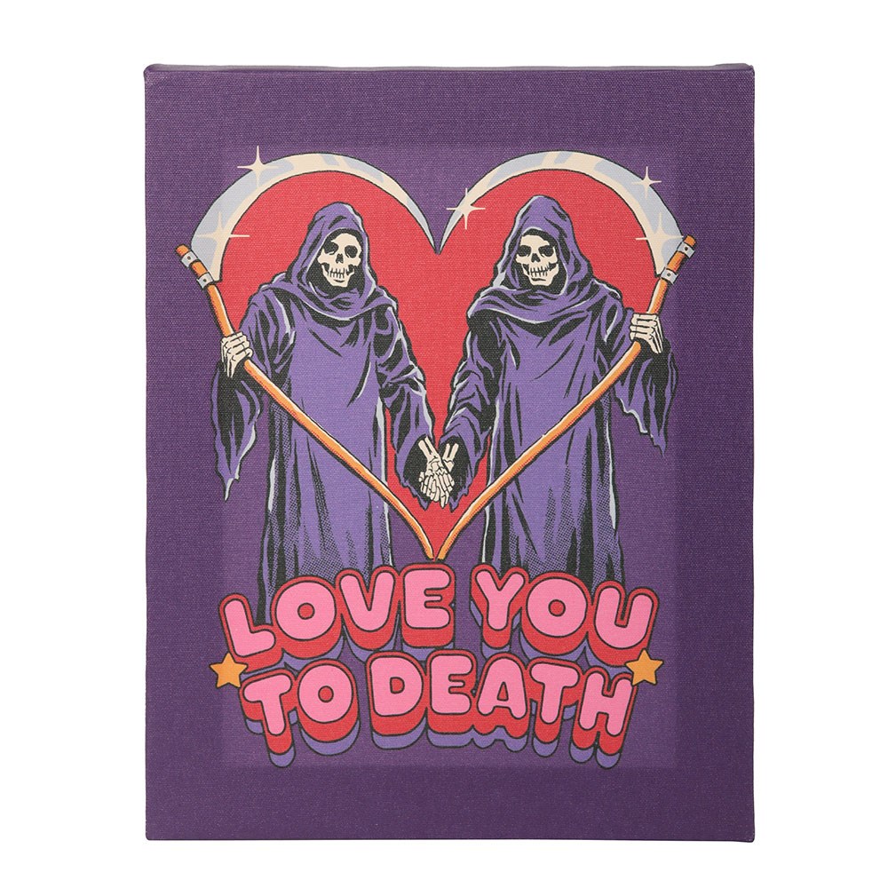 Steven Rhodes Love You To Death Canvas Plaque - Retro Goth Wall Art