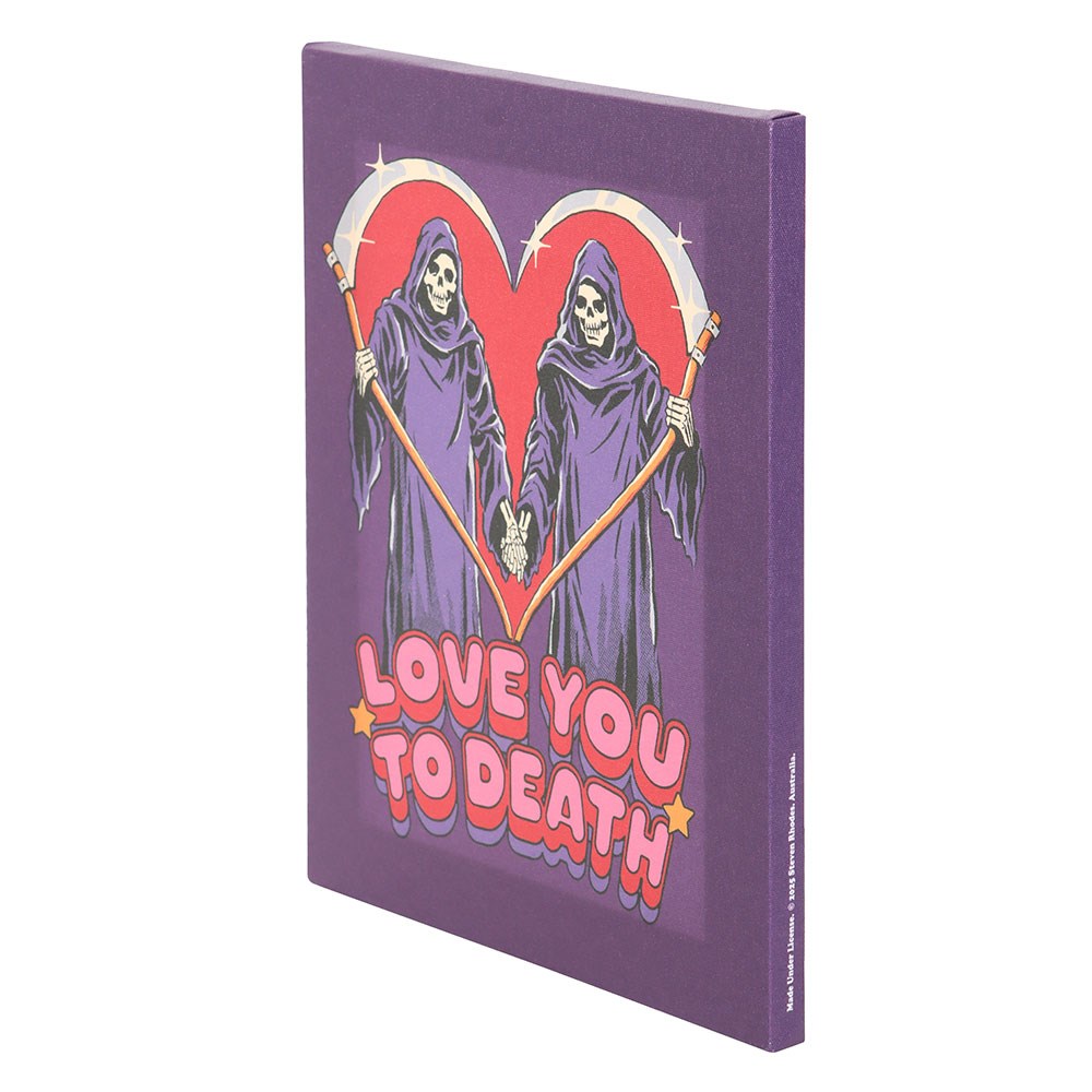 Steven Rhodes Love You To Death Canvas Plaque - Retro Goth Wall Art