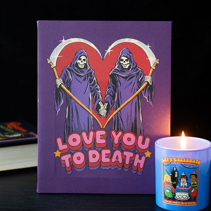 Steven Rhodes Love You To Death Canvas Plaque - Retro Goth Wall Art