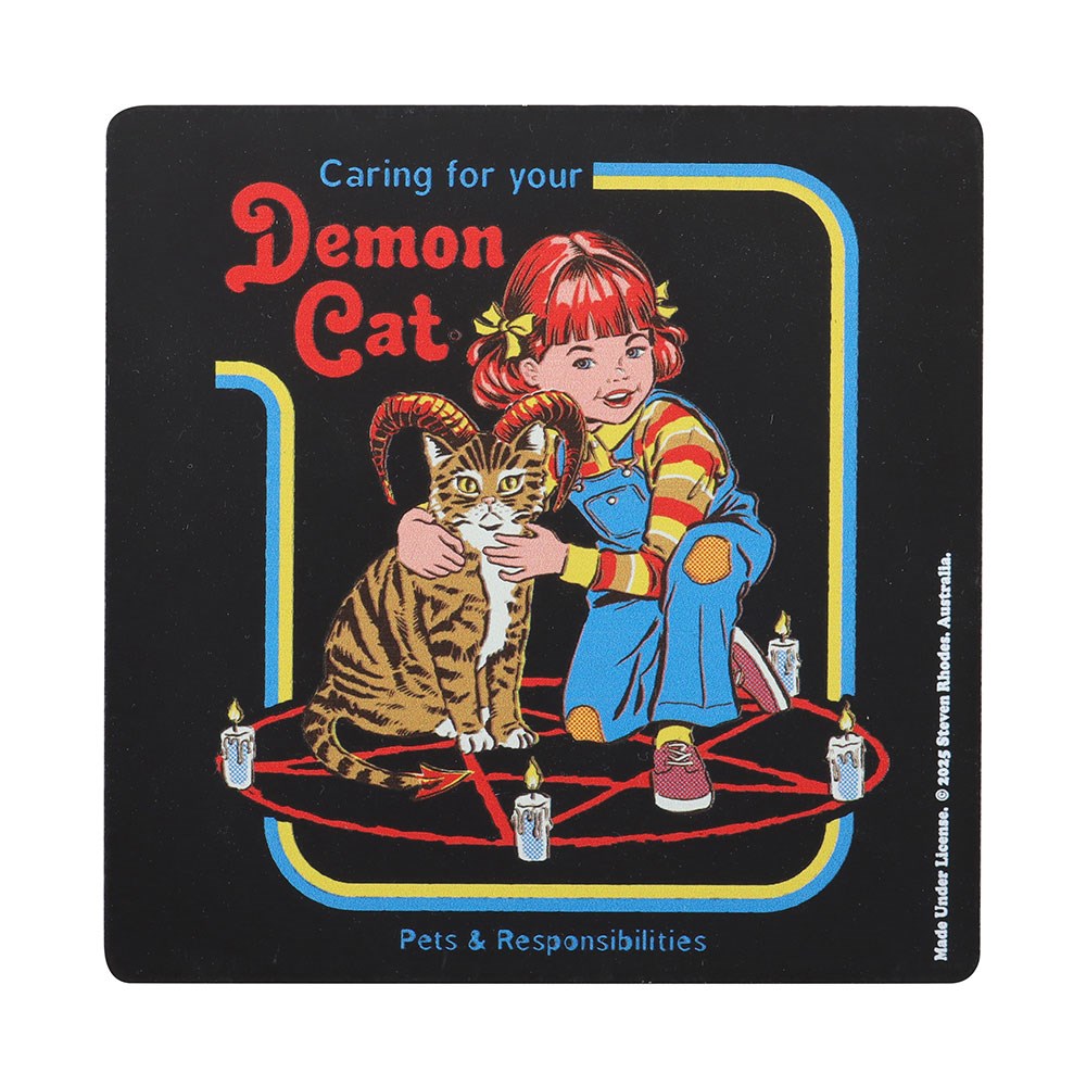 Steven Rhodes Demon Cat Coaster – Retro Gothic MDF Drink Coaster