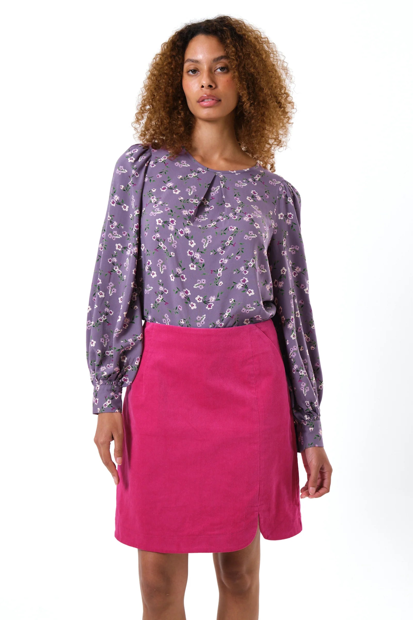 Ria Babycord A-Line Mini Skirt - Pink