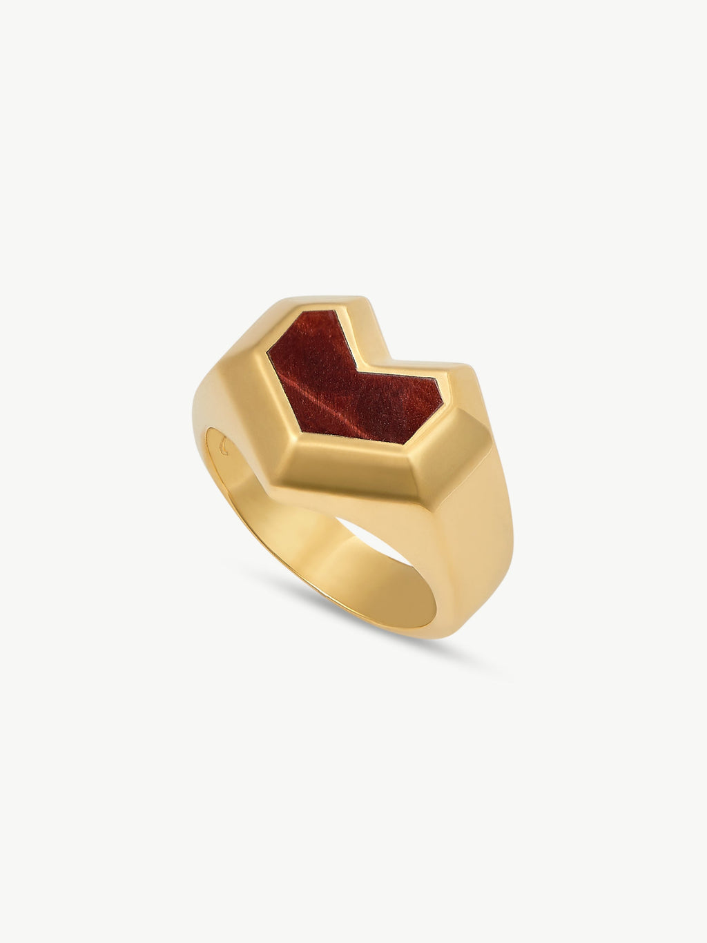 No More Nobody Daryl Tiger Eye Heart Ring – 18k Gold Vermeil Silver
