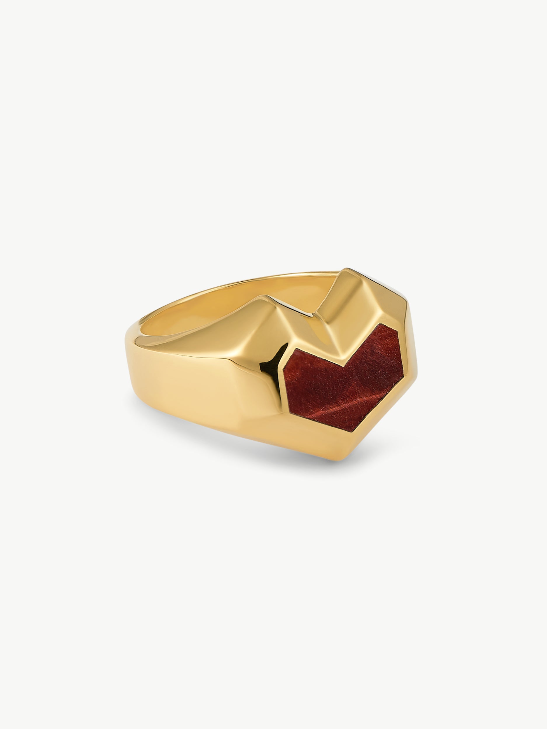 No More Nobody Daryl Tiger Eye Heart Ring – 18k Gold Vermeil Silver