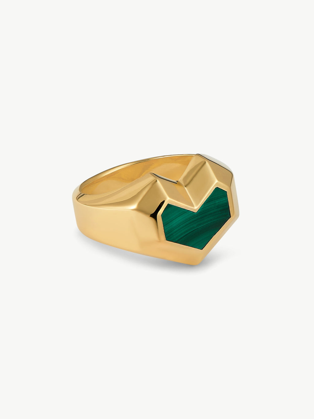 No More Nobody Daryl Malachite Heart Ring – 18k Gold Vermeil Silver