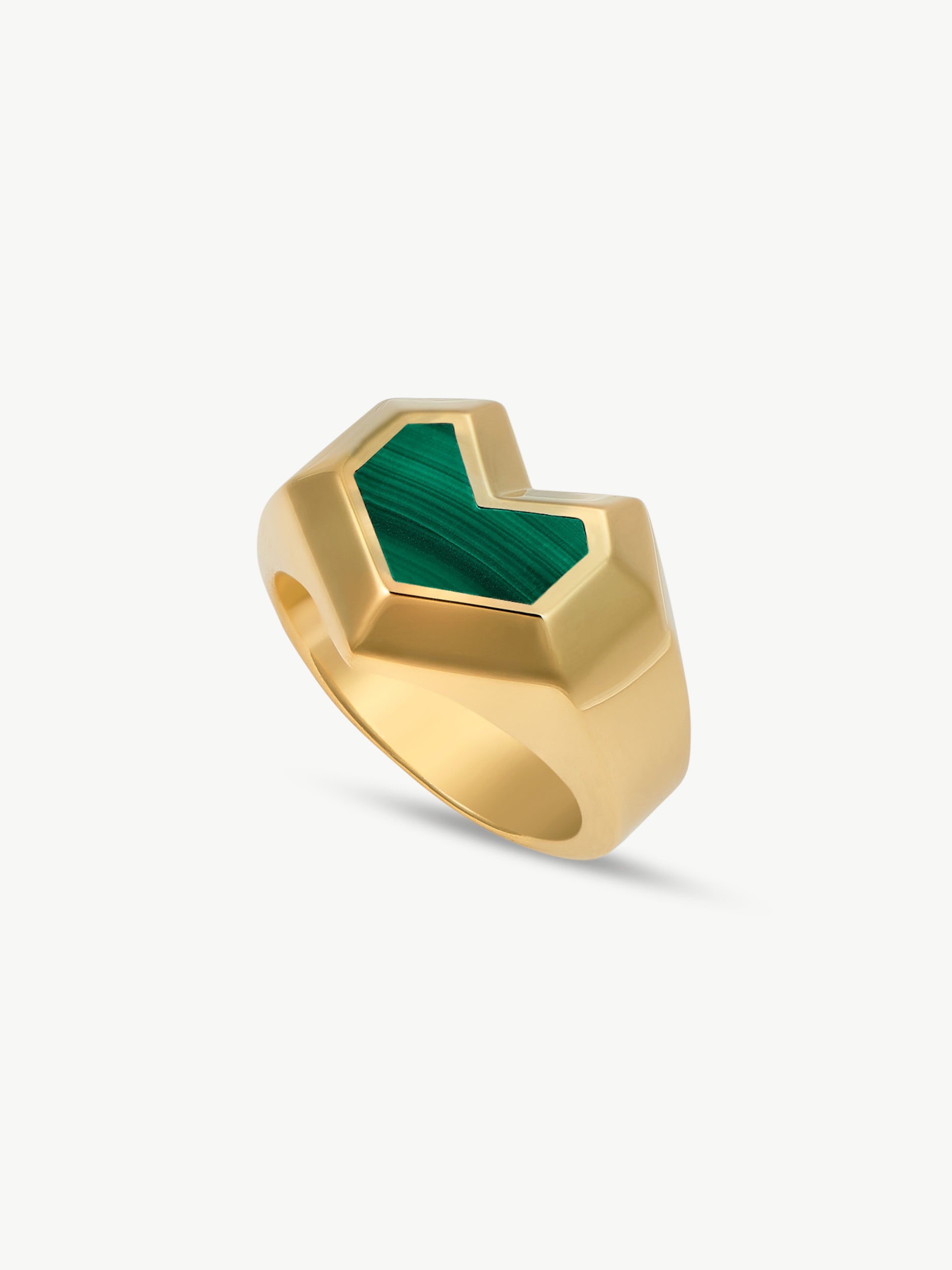 No More Nobody Daryl Malachite Heart Ring – 18k Gold Vermeil Silver