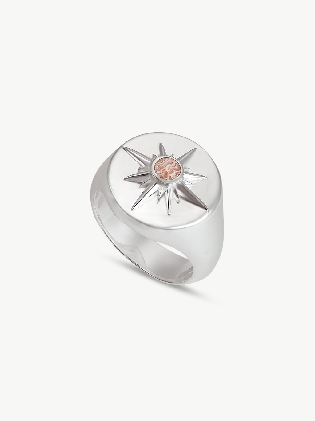 Astrid Pink Rhodochrosite Star Ring in Recycled Sterling Silver | No More