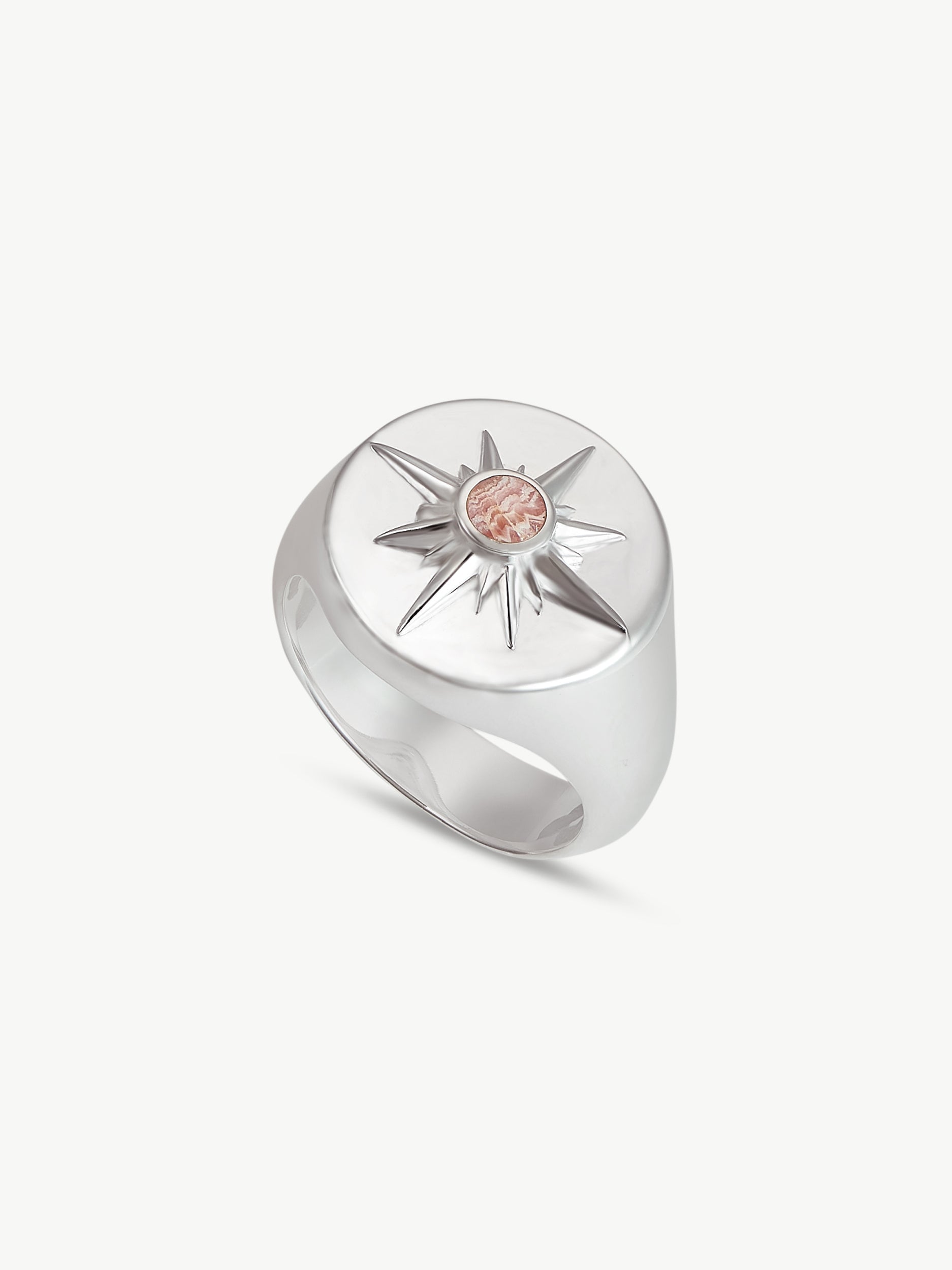 Astrid Pink Rhodochrosite Star Ring in Recycled Sterling Silver | No More