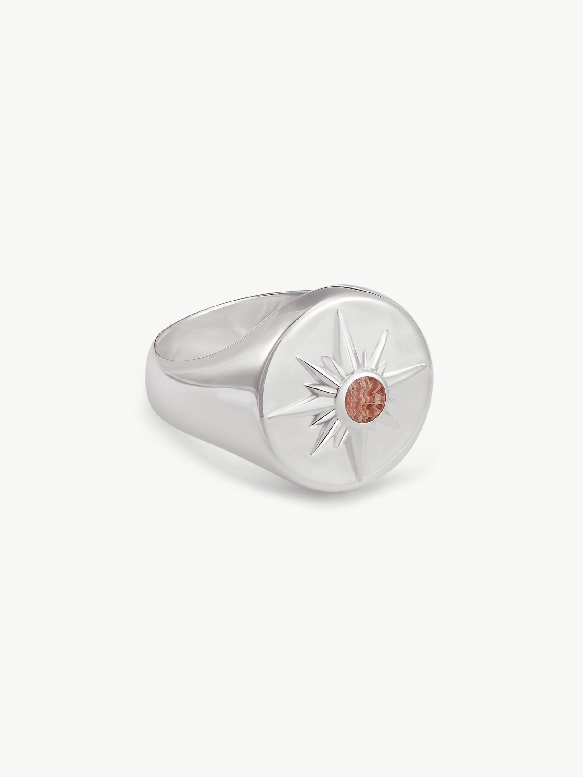 Astrid Pink Rhodochrosite Star Ring in Recycled Sterling Silver | No More