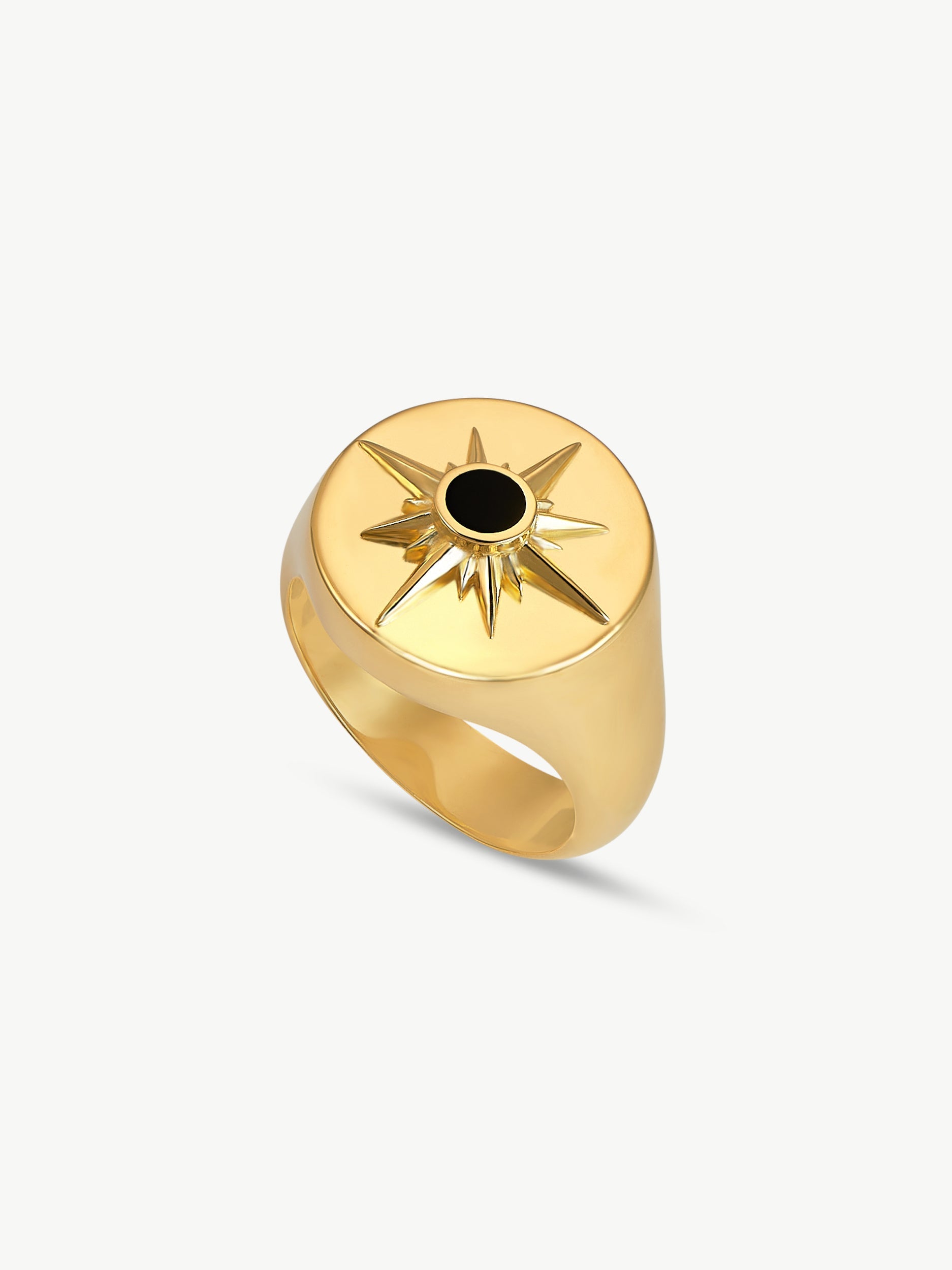 No More Nobody Astrid Star Ring – 18k Gold Plated Onyx Statement Ring