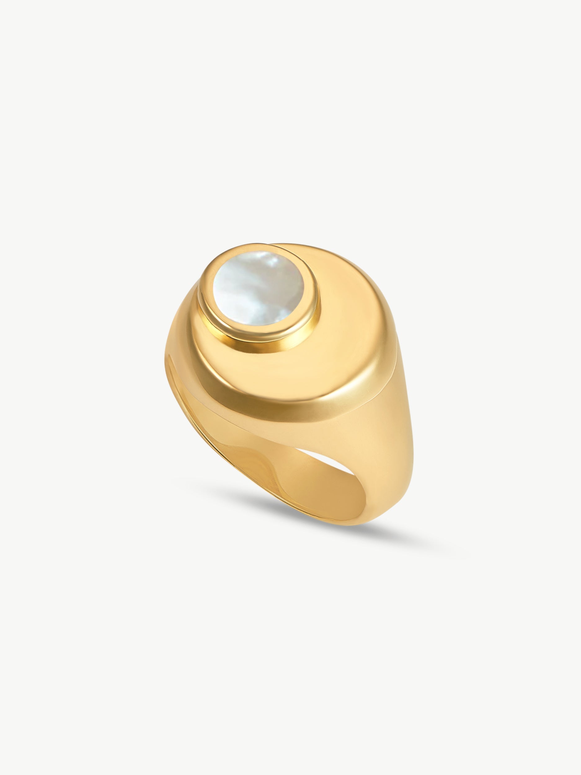 No More Nobody Cressida Mother of Pearl Moon Ring - 18k Gold Vermeil