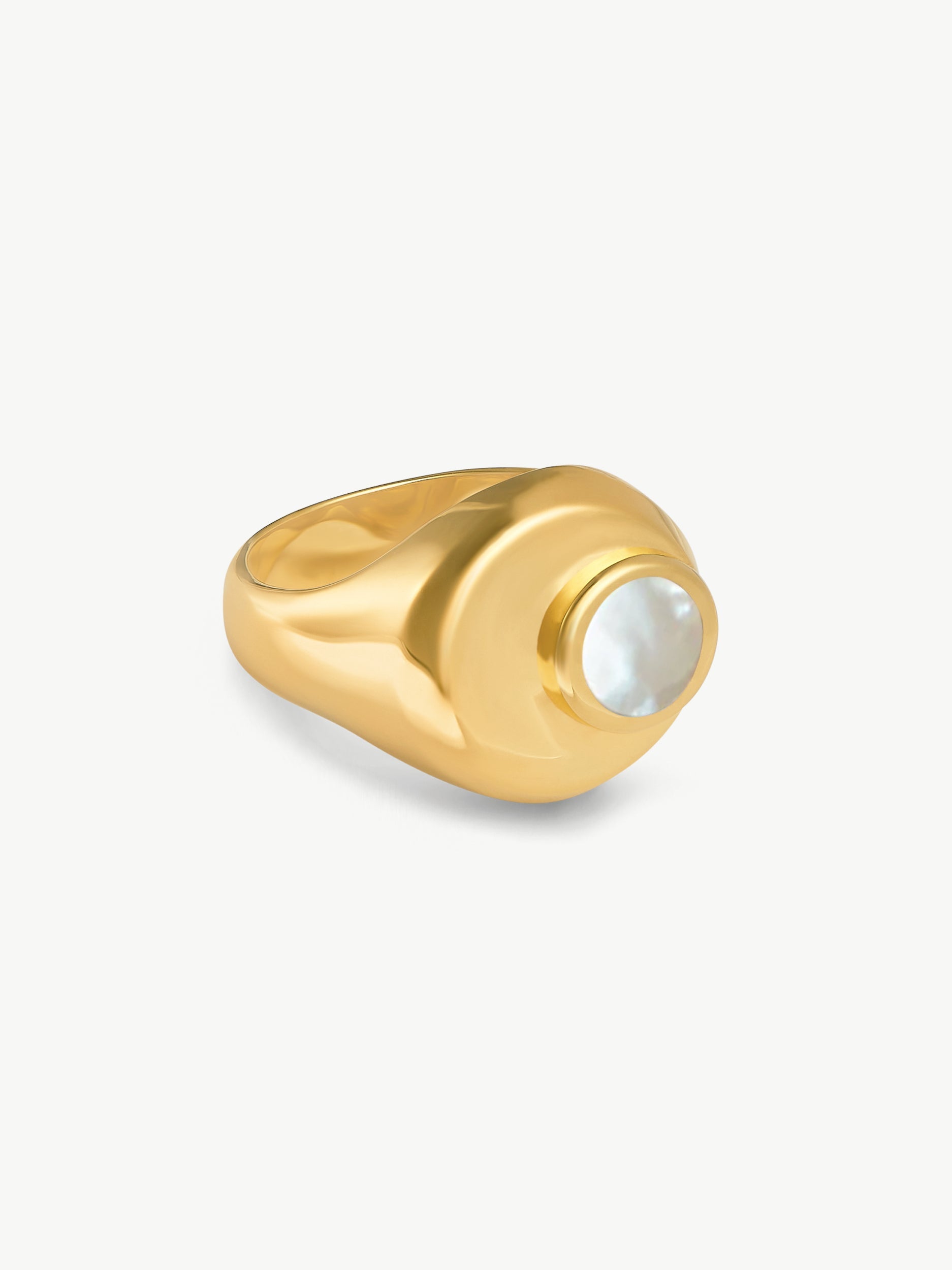 No More Nobody Cressida Mother of Pearl Moon Ring - 18k Gold Vermeil