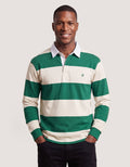 Off White & Green Relaxed Fit Striped Rugby Shirt