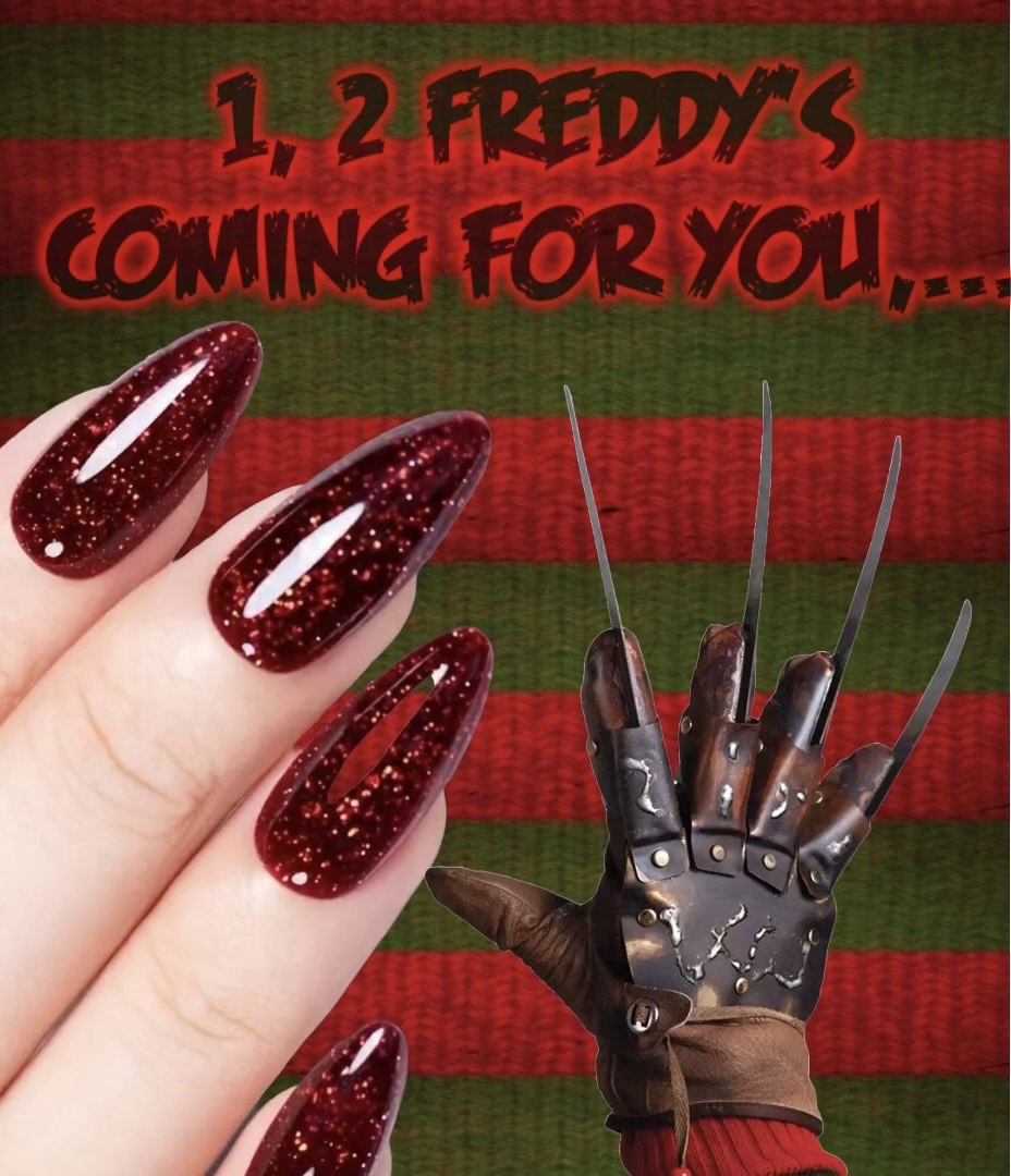 Radioactive Unicorn Deep Red Glitter Nail Polish | Freddy's Coming For You