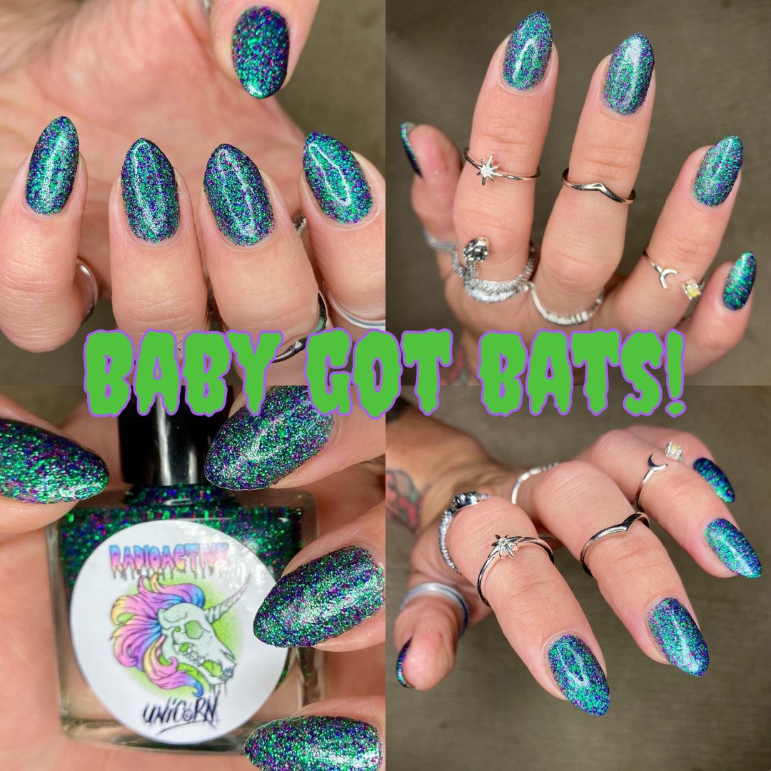Radioactive Unicorn Baby Got Bats Multi-Coloured Glitter Nail Polish