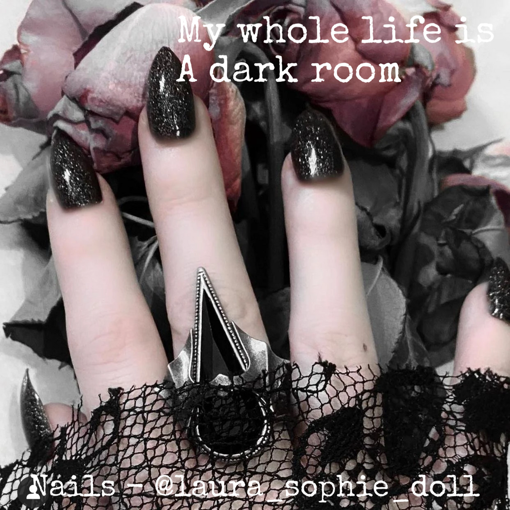 Radioactive Unicorn Black Glitter Nail Polish - My Whole Life Is A Dark Room
