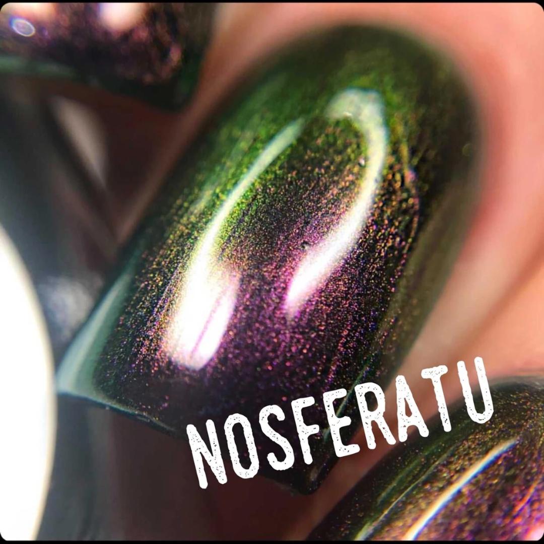 Radioactive Unicorn Nosferatu Nail Polish – Green & Purple Glitter 10ml