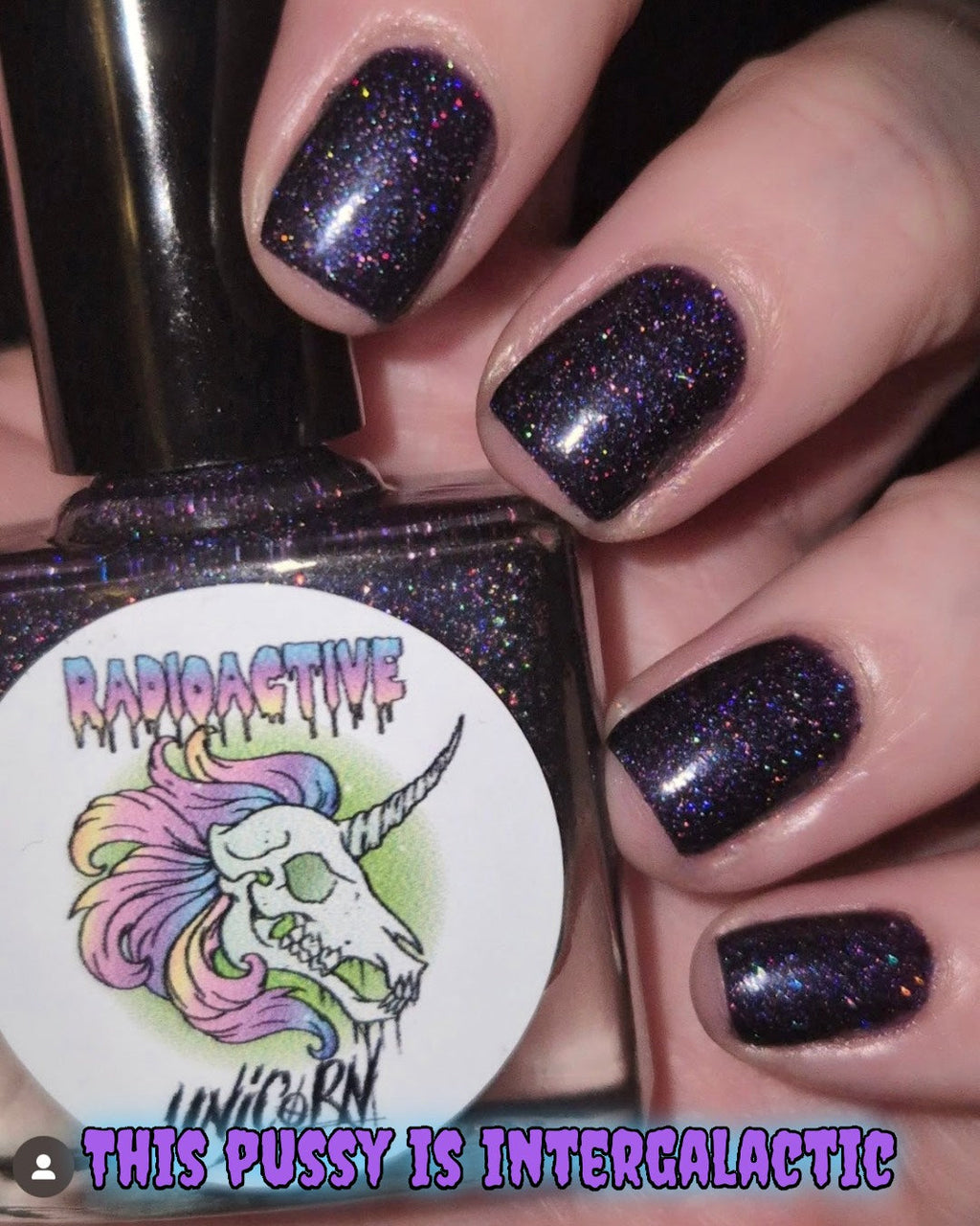 Radioactive Unicorn Intergalactic Purple Black Sparkle Nail Polish 10ml