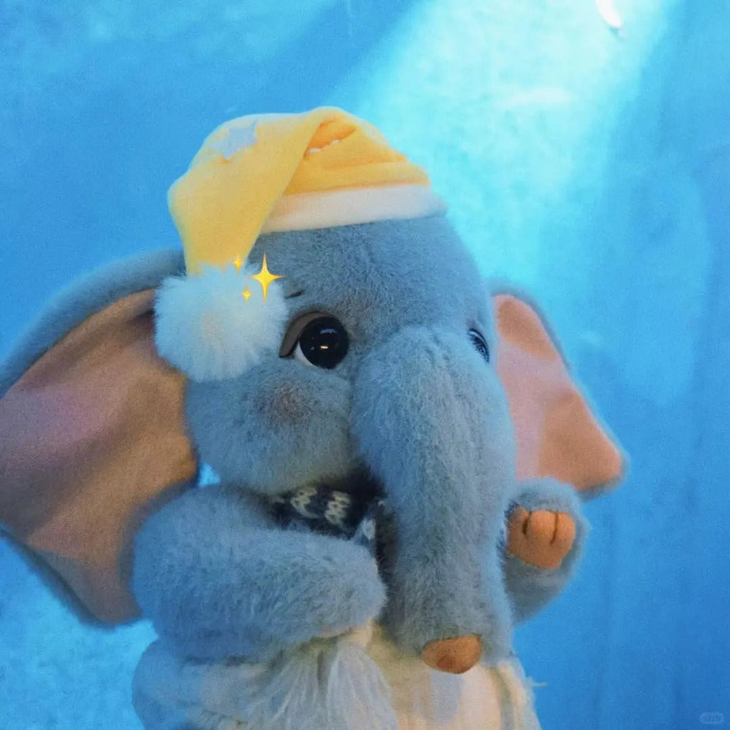 LuLuFun Studio Rubii Elephant Plush Toy – Handmade Blue Boucle Stuffed Animal