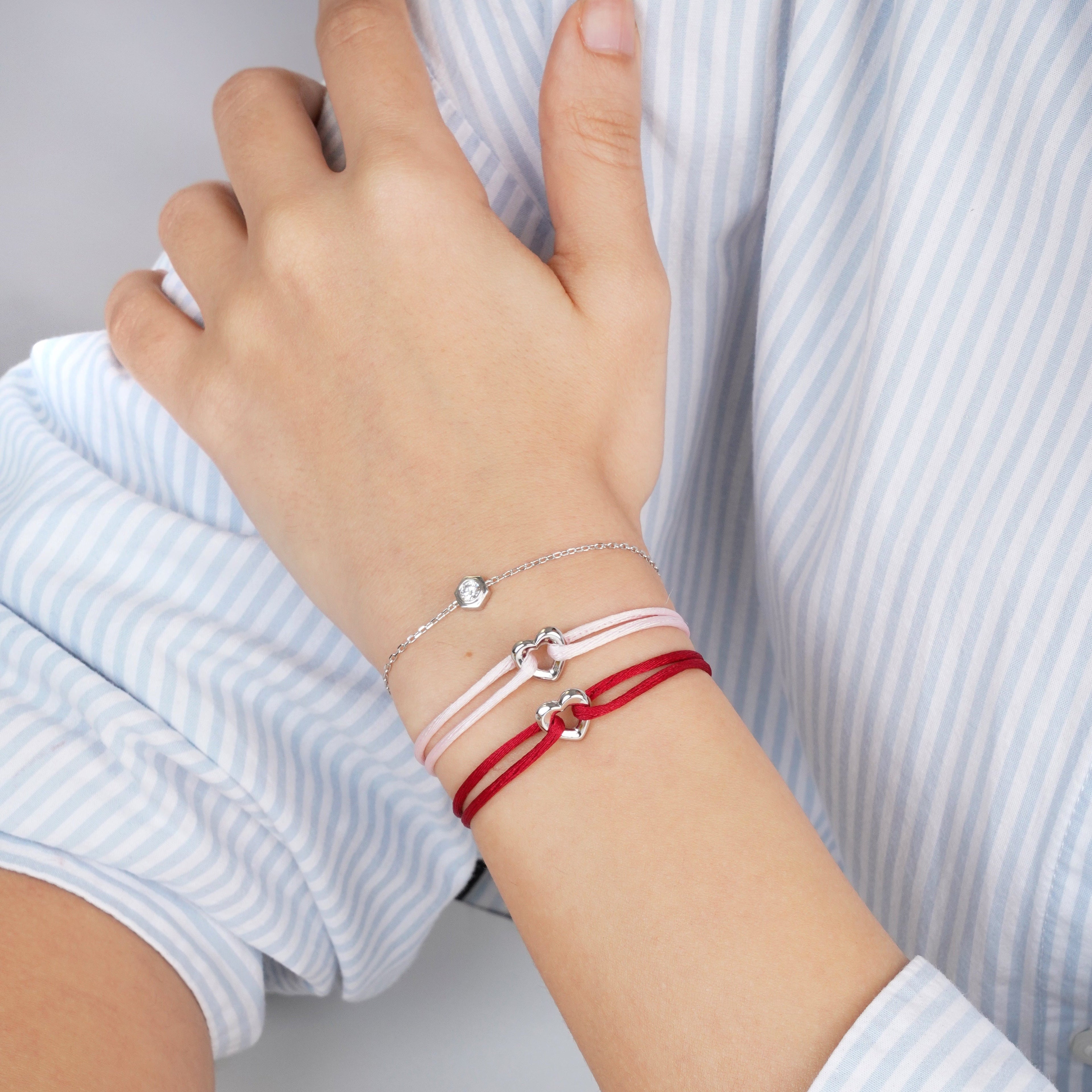 Silver Heart Cord Bracelet