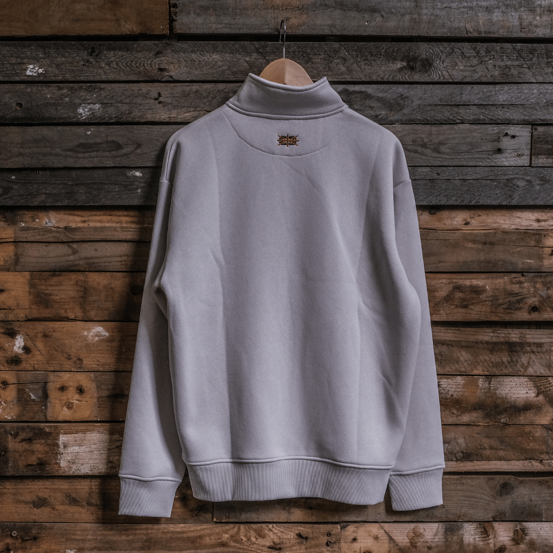Uggly & Co Stone Union Jack Quarter-Zip – Heavyweight Fleece Jumper