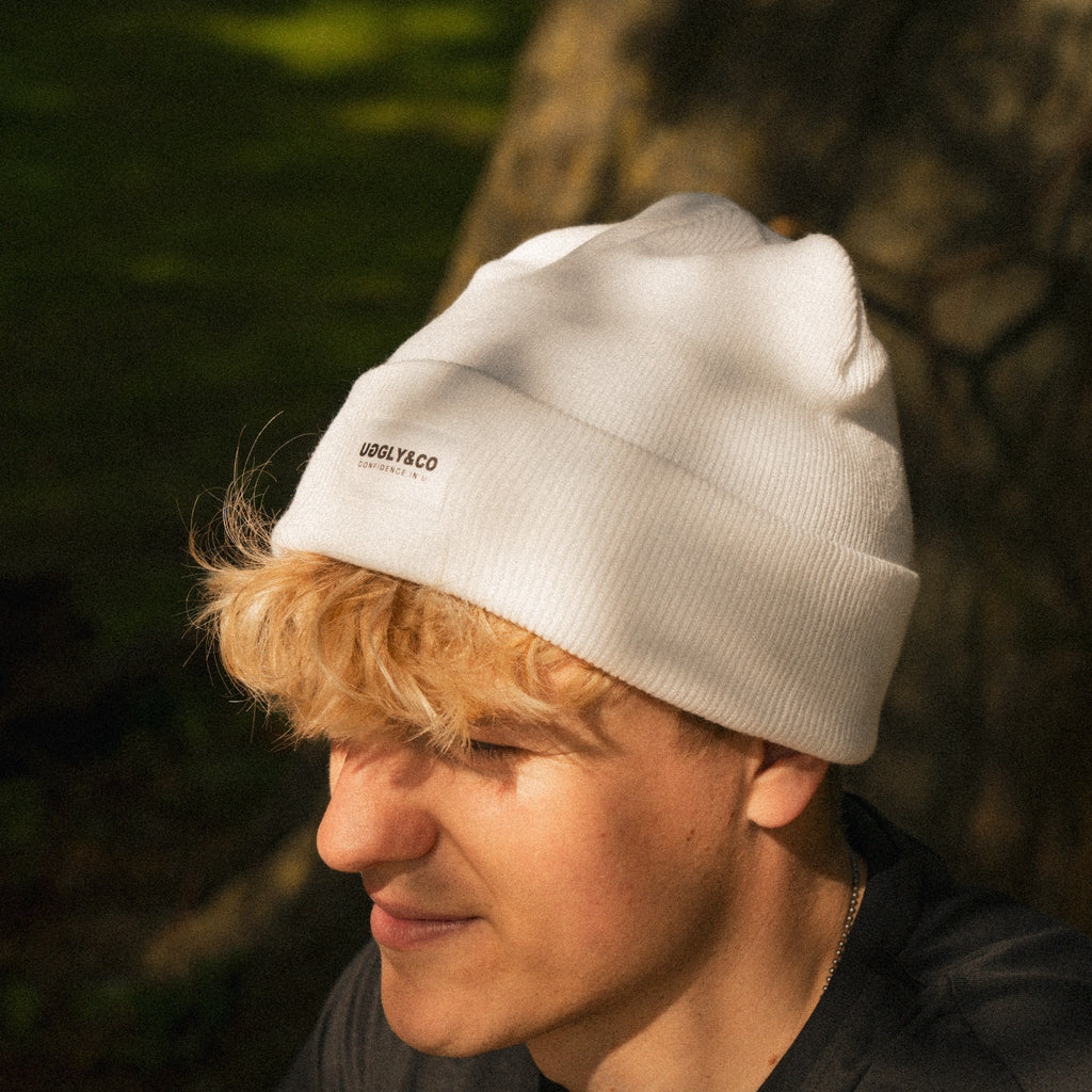Uggly and Co White Beanie – Soft Acrylic Double Layer Knit Hat