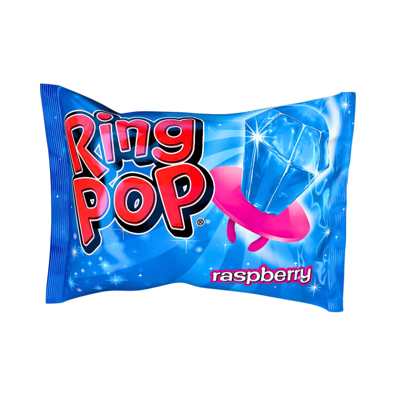 PoundFun Ring Pop - Raspberry Flavoured Wearable Candy Gem Treat
