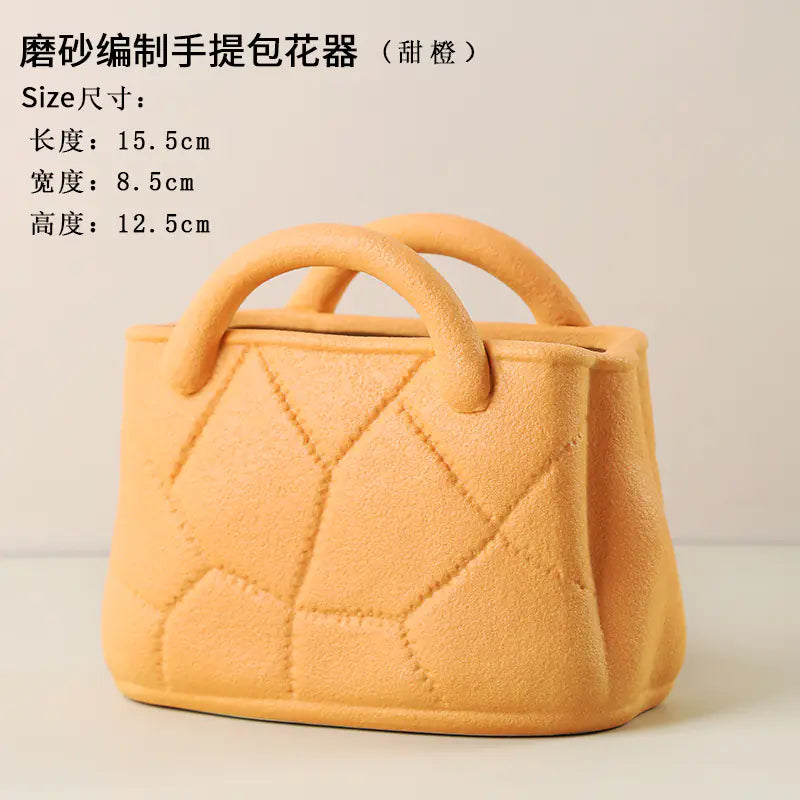 Ceramic Handbag Vase – Modern Morandi Style Tote Flower Pot