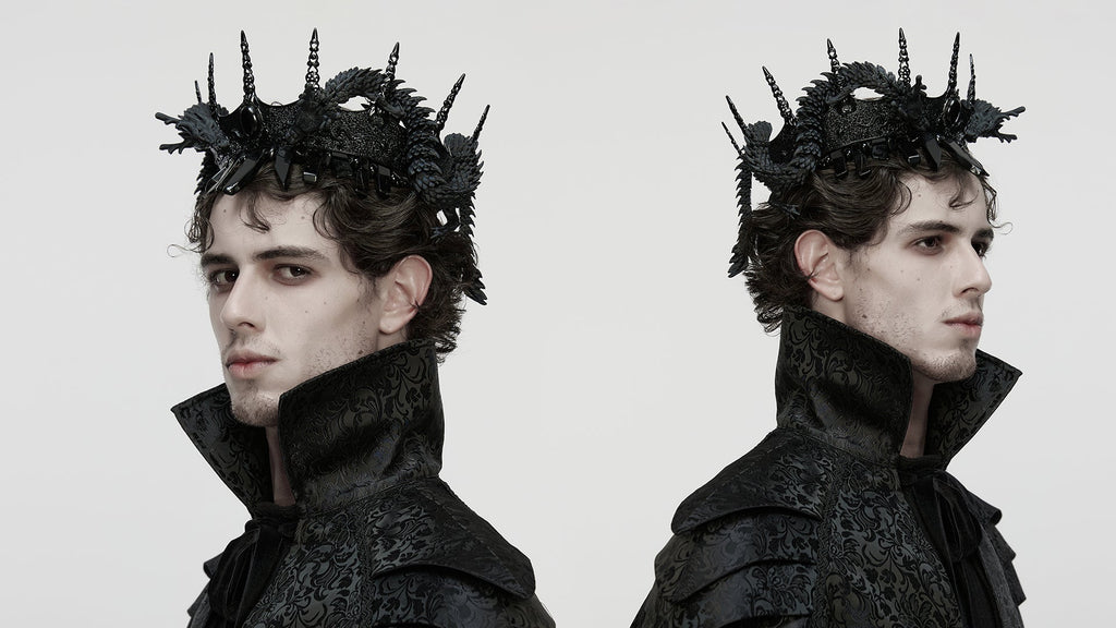 Punk Rave Goth Coiling Dragon Crown | 3D Printed Spiked Headpiece