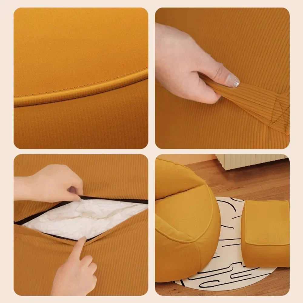 Single Lazy Bean Bag Sofa with Footrest Padding