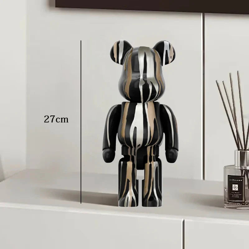 Graffiti Bear Resin Statue Decor | Modern Colourful Bear Ornament 27cm