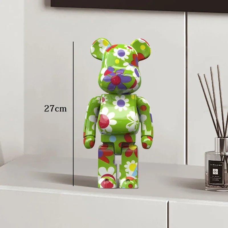 Graffiti Bear Resin Statue Decor | Modern Colourful Bear Ornament 27cm