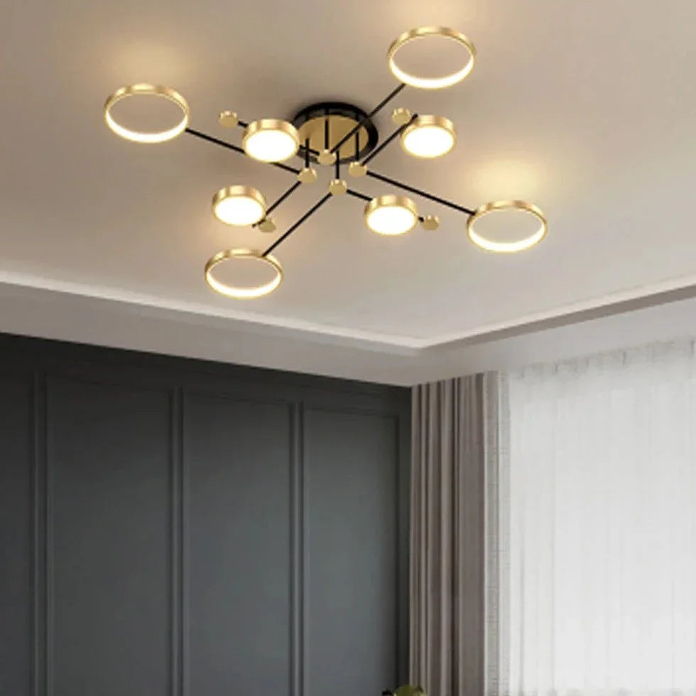 Light My House Chemistry Gold LED Flush Mount Chandelier | 130cm