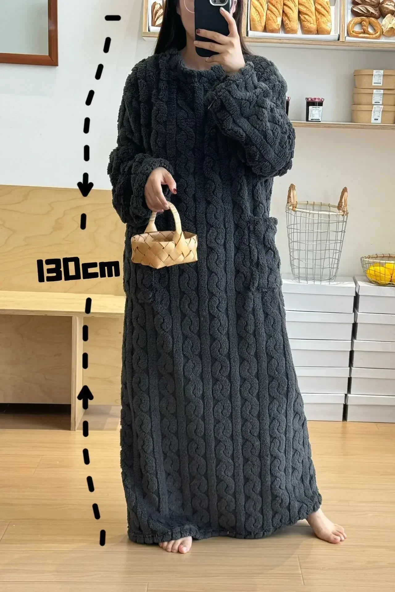 Women’s Fleece Nightgown – Long Sleeve Thick Warm Wearable Blanket Dress