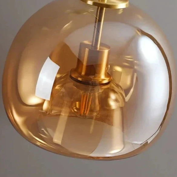 Light My House Dome Semi-Flush Glass Ceiling Light | E27 Black & Gold