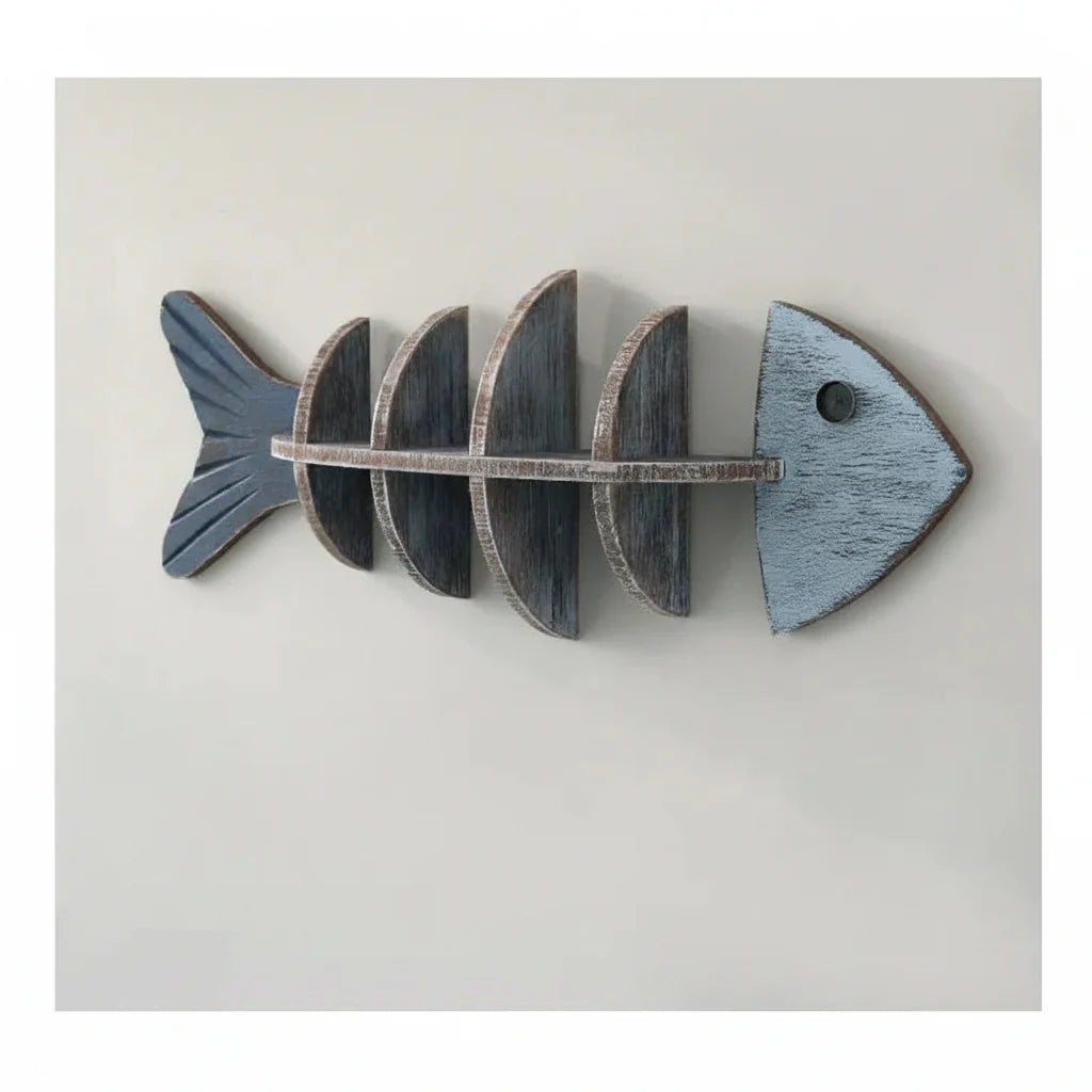 Mediterranean Fishbone Wall Shelf – 3D Wooden Wall Decor & Storage (Flat, Pointed or Vertical)