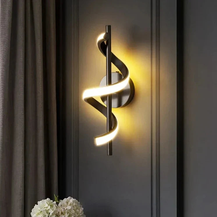 Light My House Twisted LED Wall Light – Modern Black & Gold Sconce
