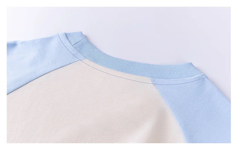 Heavyweight 240g Contrast Sleeve Cotton T-Shirt for Men