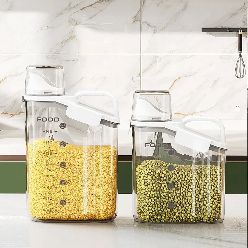 Airtight Food Storage Container – Moisture-Proof Kitchen Jar for Grains, Snacks & Pet Food – Transparent BPA-Free Dispenser (1600ml–2800ml)