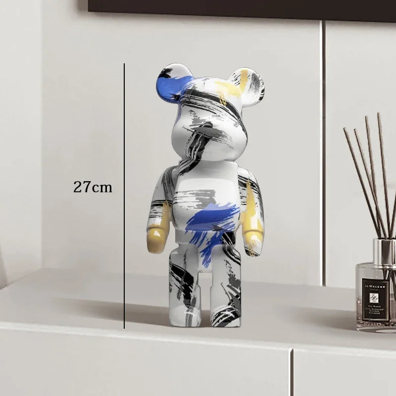 Graffiti Bear Resin Statue Decor | Modern Colourful Bear Ornament 27cm