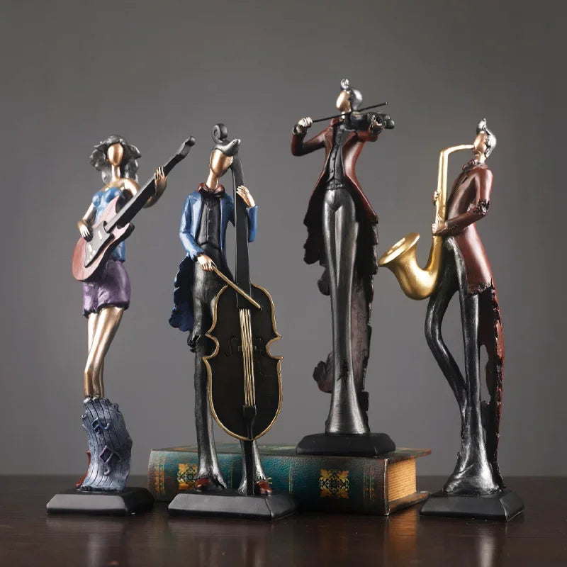 Vintage Musician Resin Figurines – Modern Jazz Band Sculptures for Home Décor