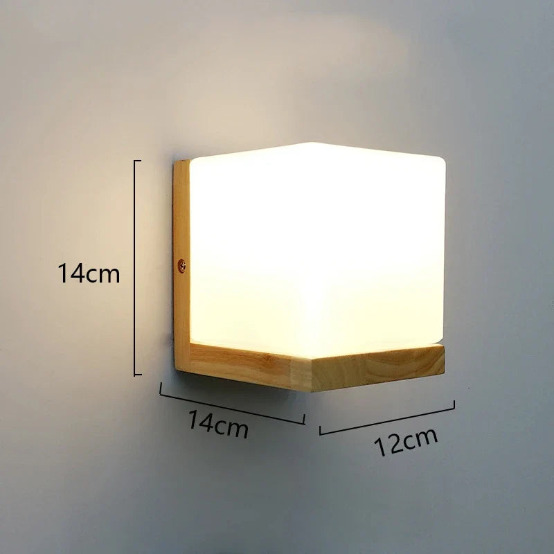 Modern Wooden LED Wall Lamp – Creative Plant & Decor Shelf Light (17 Styles)