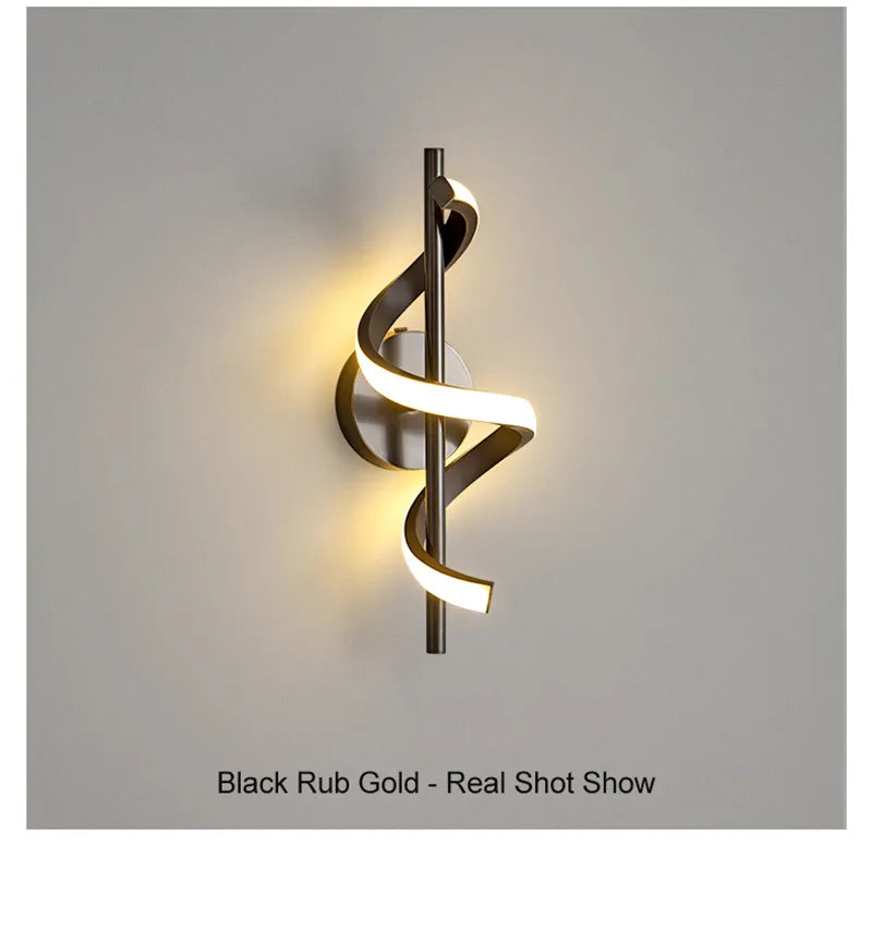 Light My House Twisted LED Wall Light – Modern Black & Gold Sconce