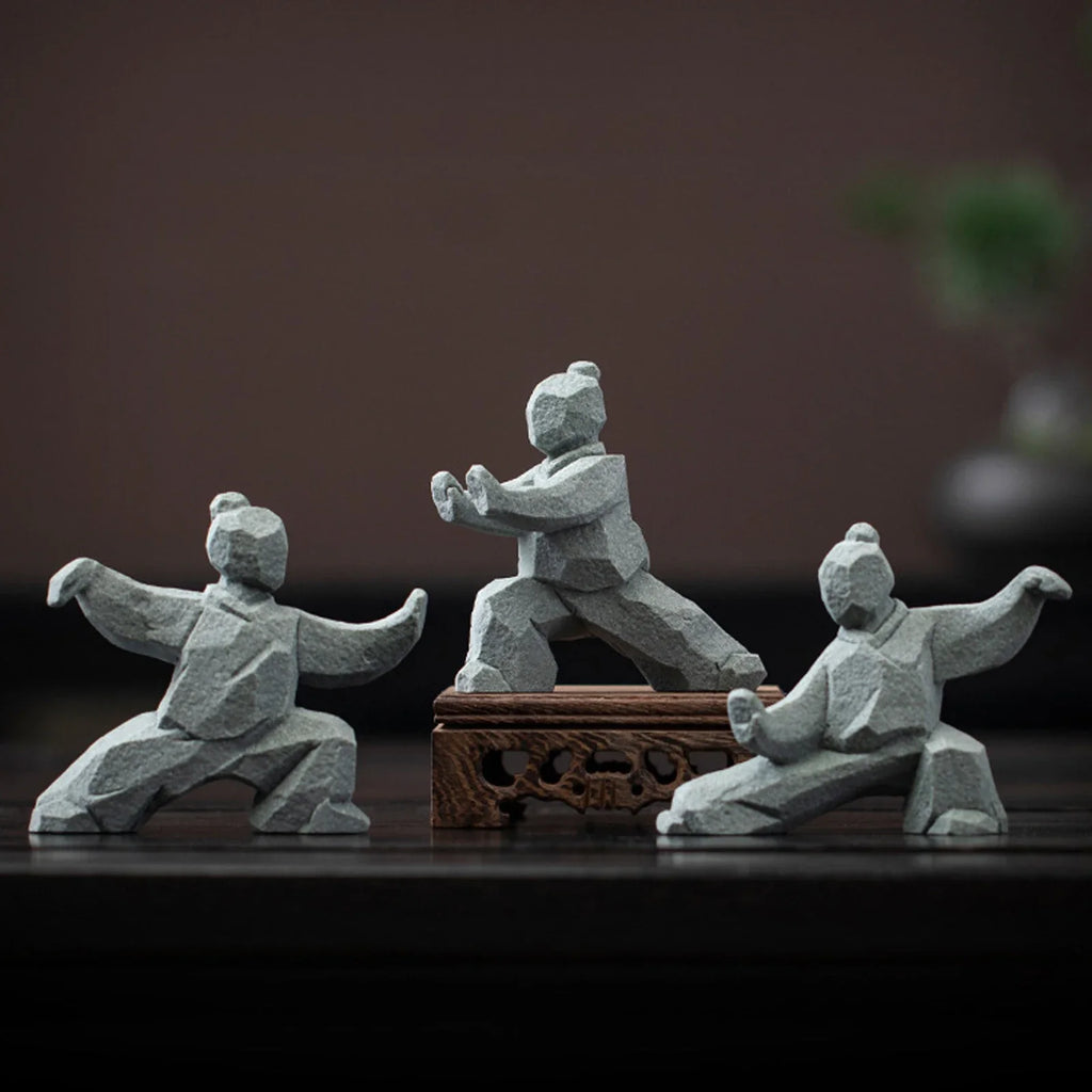 Miniature Tai Chi Master Figurine – Chinese Stone Sculpture for Home or Tea Table Décor