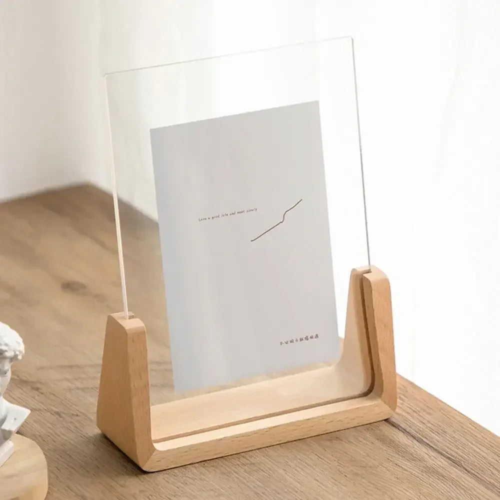 Acrylic U-Shaped Wooden Photo Frame – Walnut & Beech Desk Display