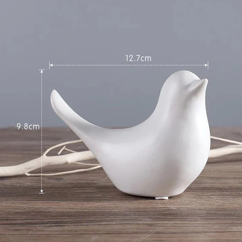 Nordic Ceramic Bird Figurine – Black or White Modern Sculptural Ornament