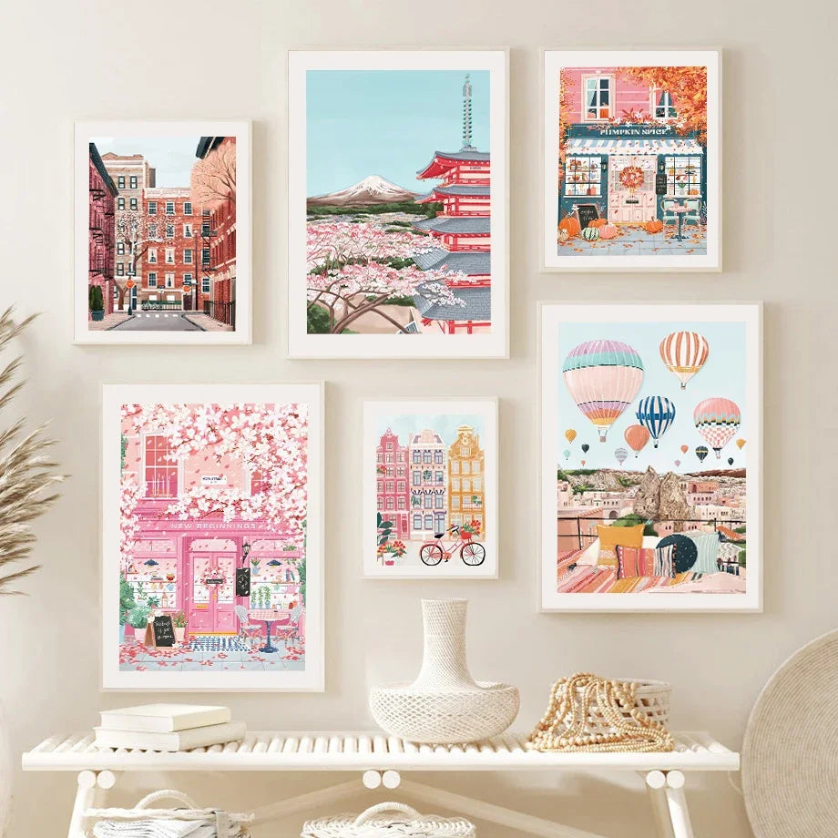 Urban & Travel Poster Wall Art – Hot Air Balloon & City Prints