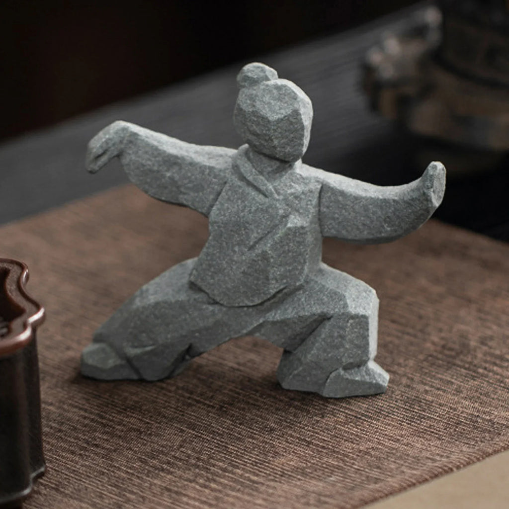 Miniature Tai Chi Master Figurine – Chinese Stone Sculpture for Home or Tea Table Décor