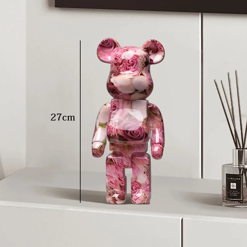 Graffiti Bear Resin Statue Decor | Modern Colourful Bear Ornament 27cm